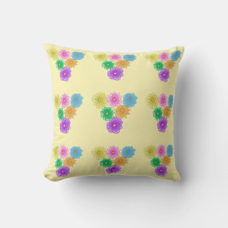 Coussin de chrysanthèmes colorés réversible