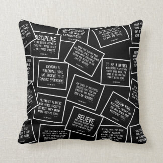 Coussin de citations de volleyball en noir et