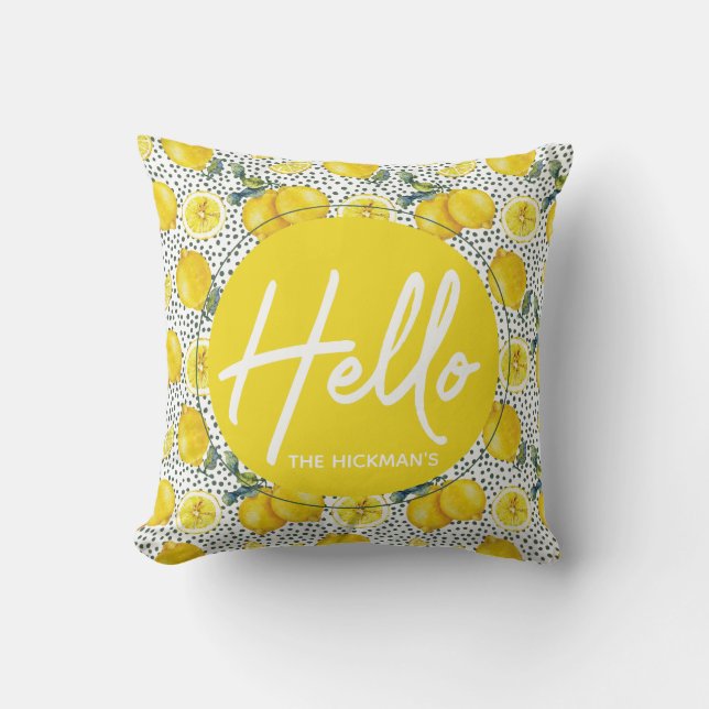 Coussin de citron d'aquarelle agricole (Recto)