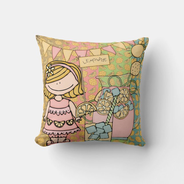 Coussin de citronnade customisée Fille de cheveux  (Recto)