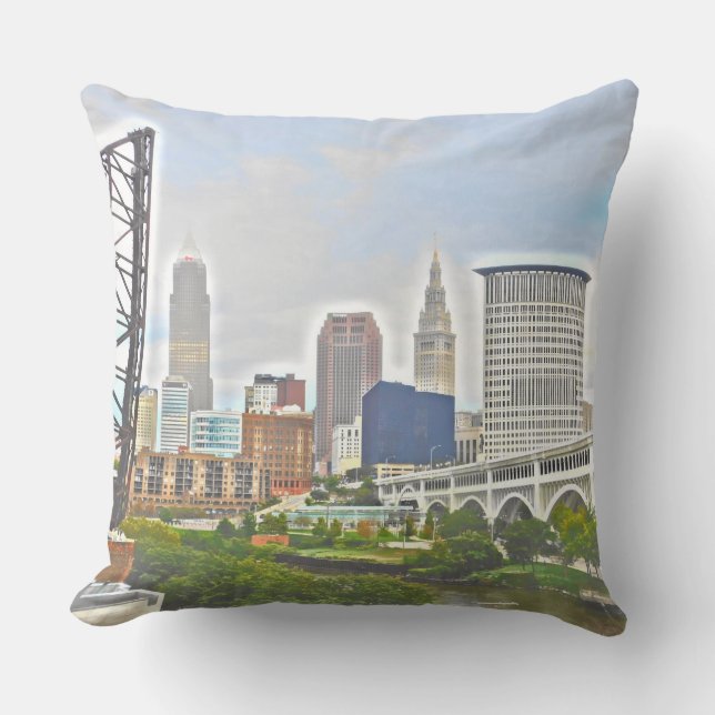 Coussin de Cleveland Ohio West River (Recto)