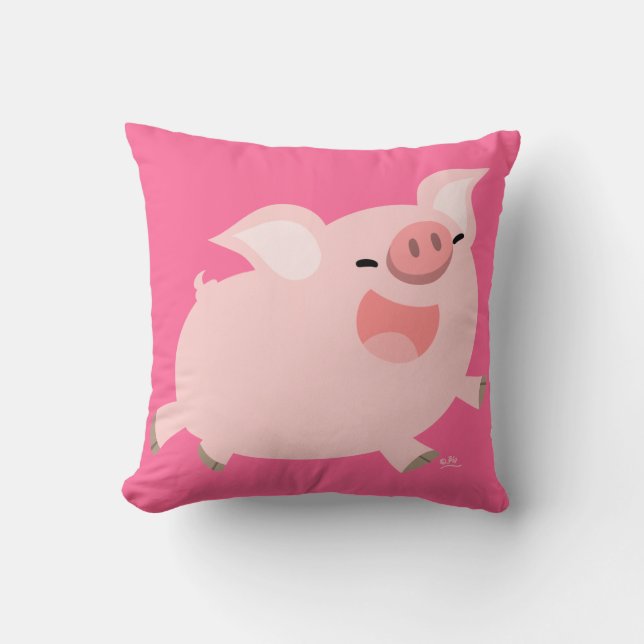 Coussin de cochon joyeux caricaturé (Recto)