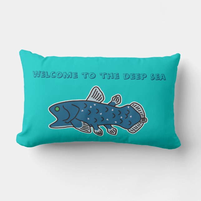 Coussin de Coelacanth "ACCUEIL VERS la MER (Recto)