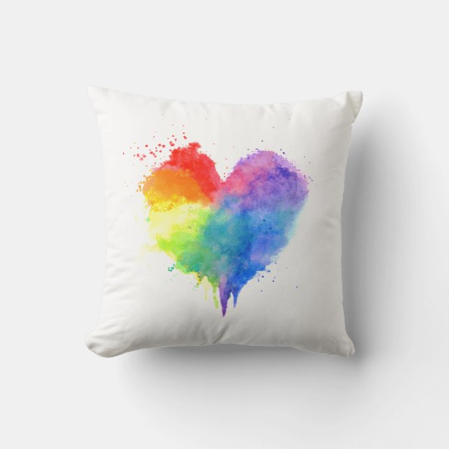 Coussin de coeur d'arc-en-ciel (Recto)