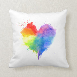 Coussin de coeur d'arc-en-ciel