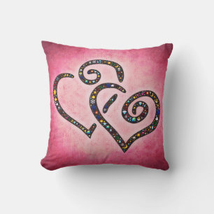 Coussin de coeur double rose