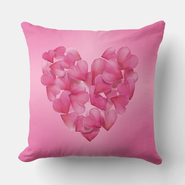 Coussin de coeur pétal rose rose (Recto)