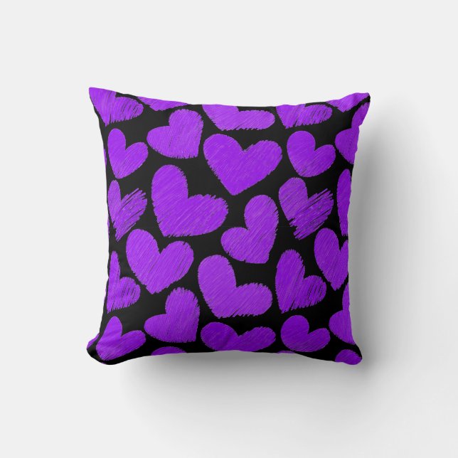 Coussin de coeur pourpre et noir (Recto)