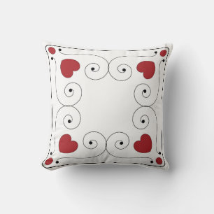 Coussin de coeur rouge et blanc