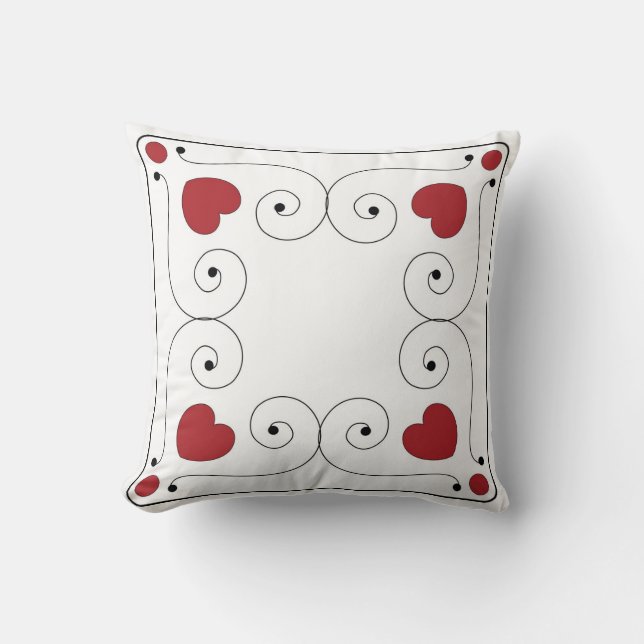 Coussin de coeur rouge et blanc (Recto)