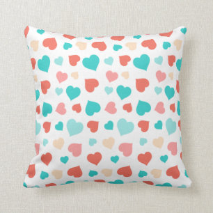 Coussin de coeurs de corail et d'Aqua