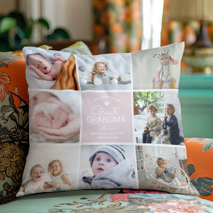 Coussin de collage photo 'l'arrière-grand-mère la