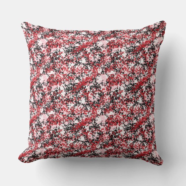 Coussin de conception de découpe rouge, rose, noir (Recto)
