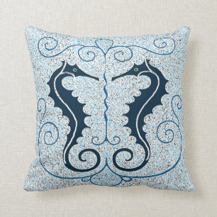 Coussin de conception de deux chevaux de mer Vinta