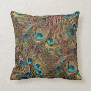 Coussin de conception de plumes de paon