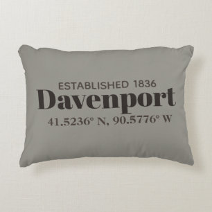Coussin de coordonnées de Davenport, Iowa