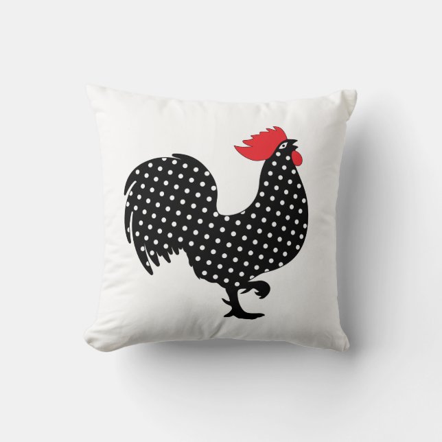 Coussin de coq noir et rouge (Recto)