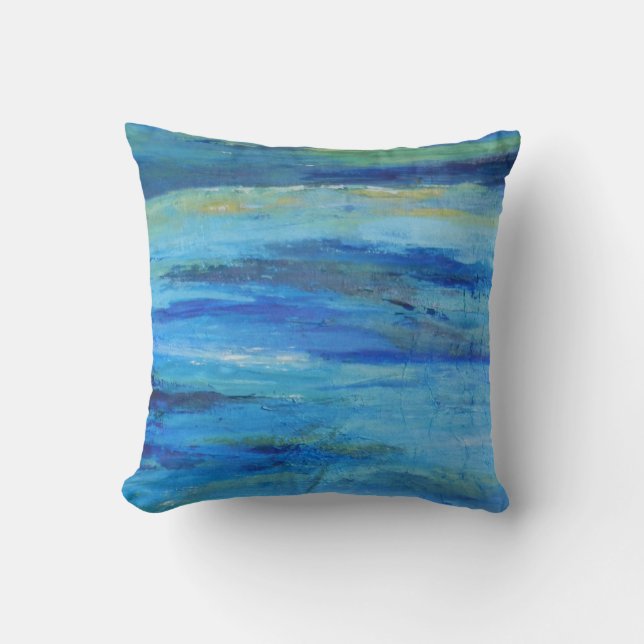 Coussin de coton Abstrait Blue Ocean Waves (Recto)