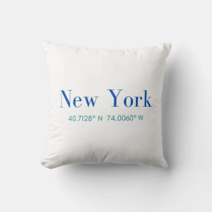 Coussin de coton de New York avec coordonnées GPS