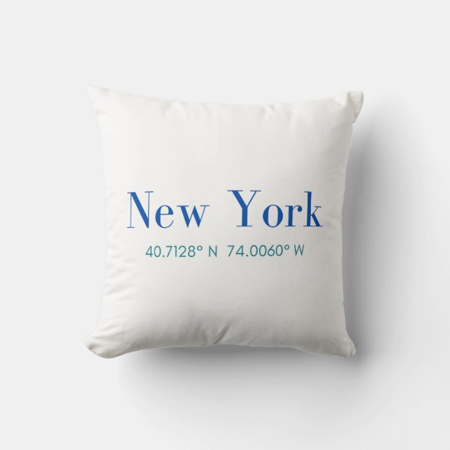 Coussin de coton de New York avec coordonnées GPS (Recto)