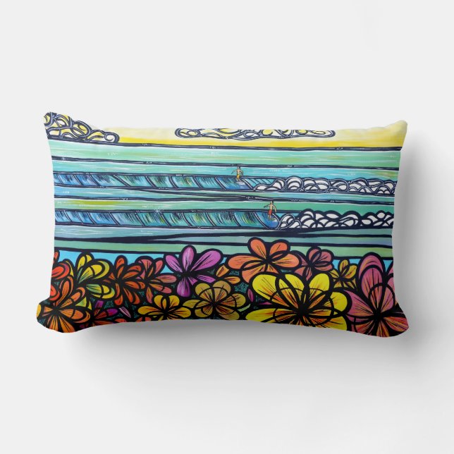 Coussin de coton de surf de flower power (Recto)