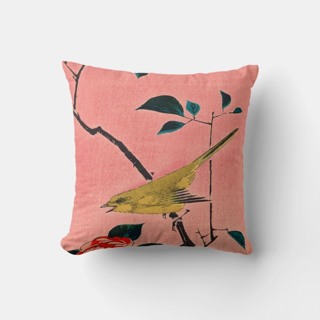 COUSSIN DE COTON PERSONNALISÉ OISEAU JAPONAIS INIT (Recto)