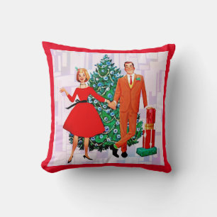 COUSSIN DE COUPLE NOËL RÉTRO HEUREUX