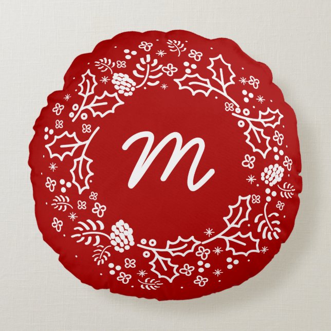Coussin de couronne de vacances Monogramme personn (Devant)