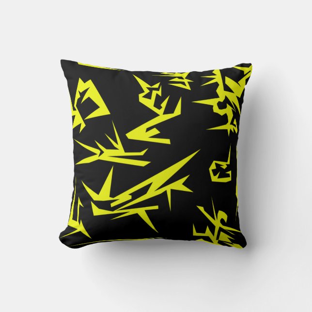 Coussin de coussin d'art Abstrait jaune noir (Recto)
