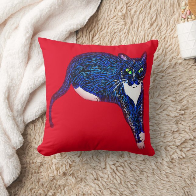 Coussin de coussin de chat Tuxedo amoureux de les  (Couverture)