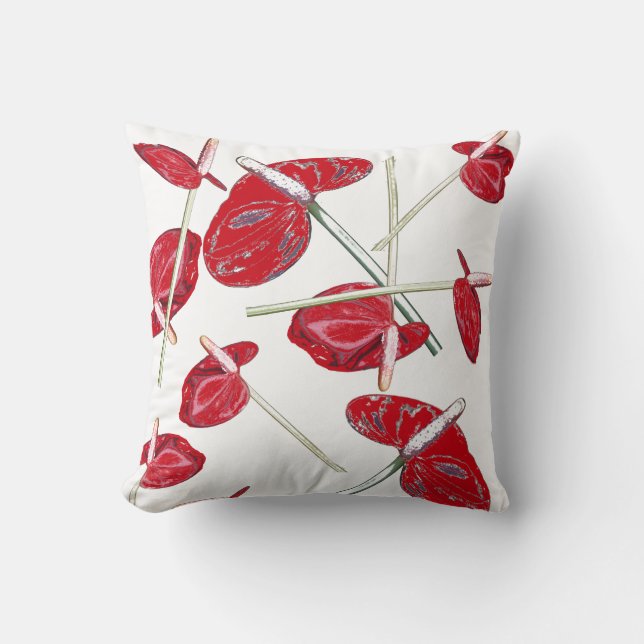 Coussin de coussin Motif de fleurs d'anthurium rou (Recto)