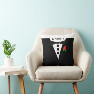 Coussin de Cravate noire Tuxedo de Groom