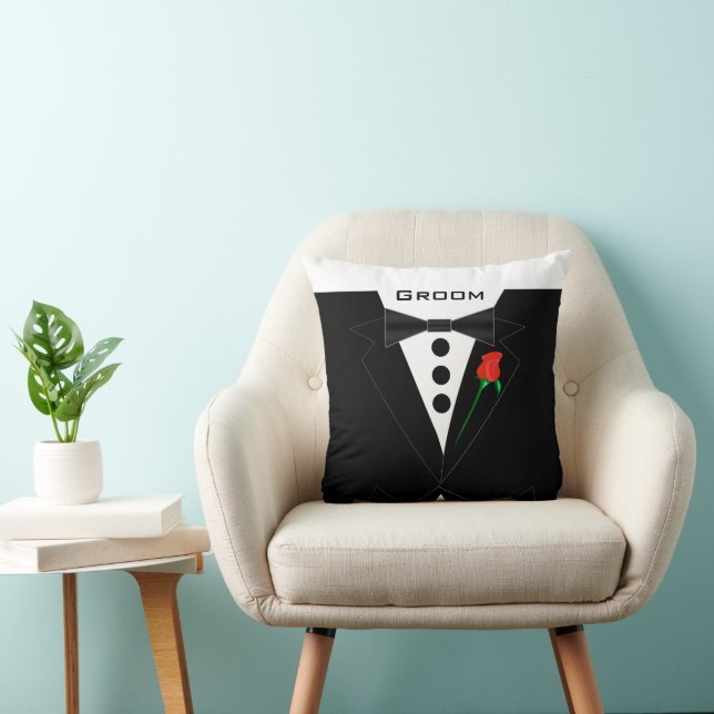 Coussin de Cravate noire Tuxedo de Groom (Chaise)