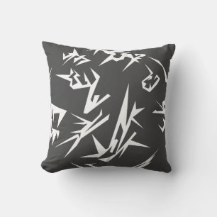 Coussin De Cuisine D'Art Abstrait Gris Et Blanc