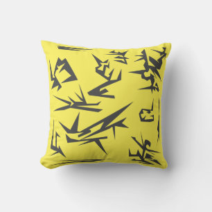 Coussin De Cuisine D'Art Abstrait Gris Et Jaune