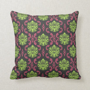 Coussin de damassé - coussin de roses indien, ver