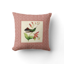 Coussin de damassé de colibri de Plumeleteer