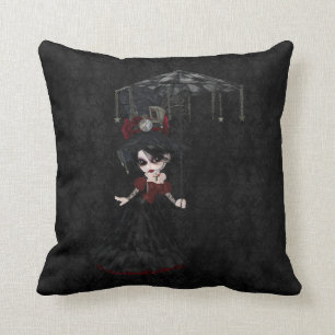 Coussin de damassé de noir de fille de Steampunk