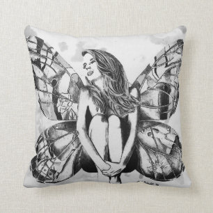 coussin de dame de papillon, coussin féerique