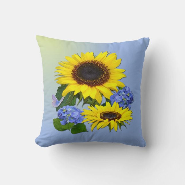 Coussin de ~ de tournesols et d'hortensias/coussin (Recto)