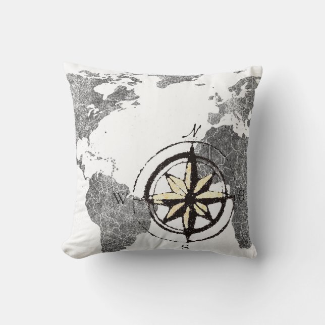Coussin de décor de carte de Vieux Monde (Recto)