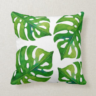 Coussin de décor de maison d'aquarelle de feuille