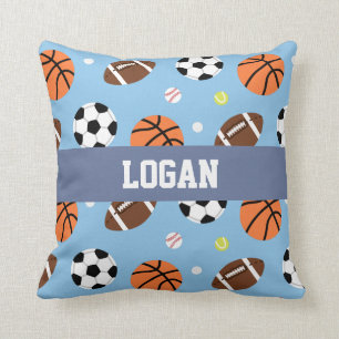 Coussin de décor de pièce de sports de garçons de