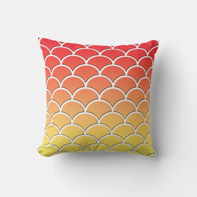 Coussin de décor de vague orange et jaune japonais (Recto)