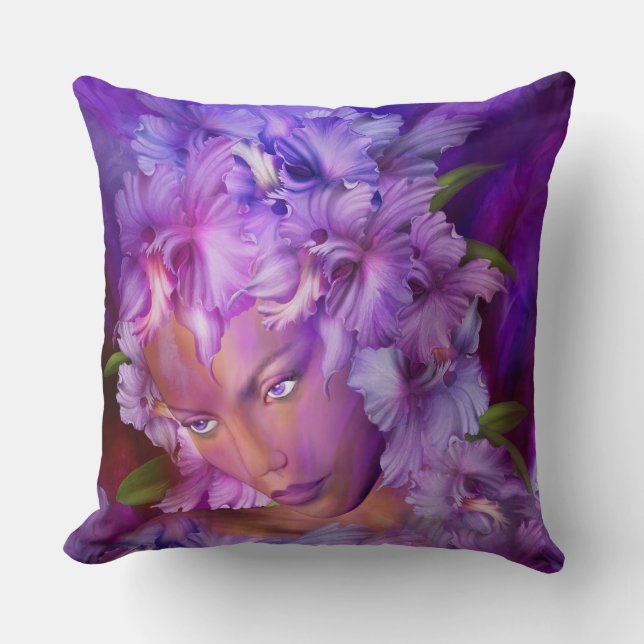Coussin de décorateur d'art de déesse d'orchidée (Recto)