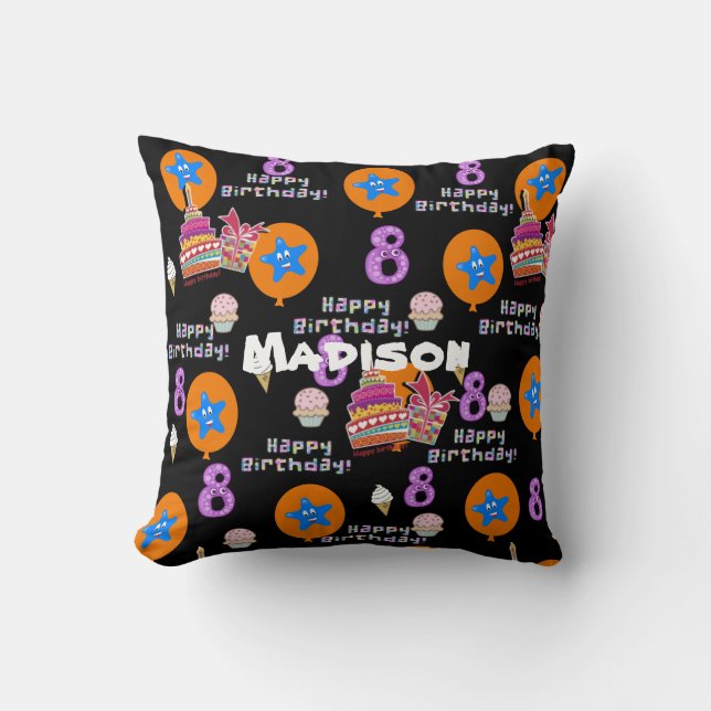 Coussin de décoration, #8 Joyeux 8e Anniversaire N (Recto)