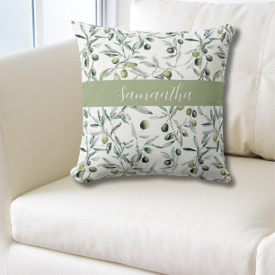Coussin de décoration à motif d'olive de campagne
