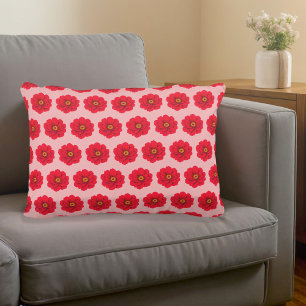 Coussin de décoration à motif floral rouge sans co