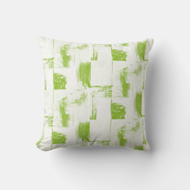 Coussin de décoration Abstrait blanc et vert citro (Recto)