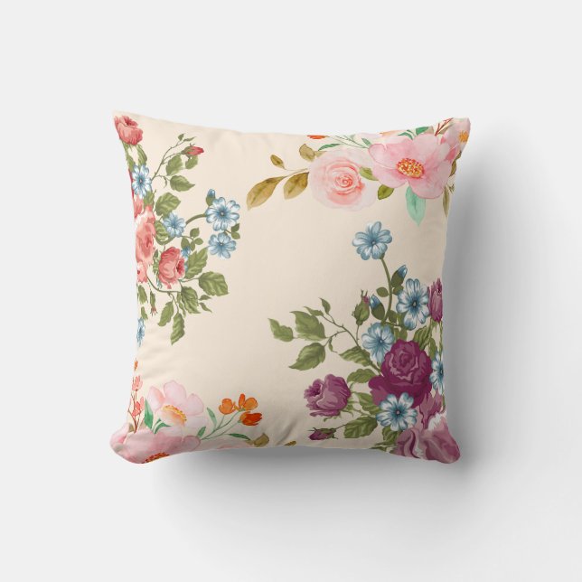 Coussin de décoration de fleur de rose rose  (Recto)